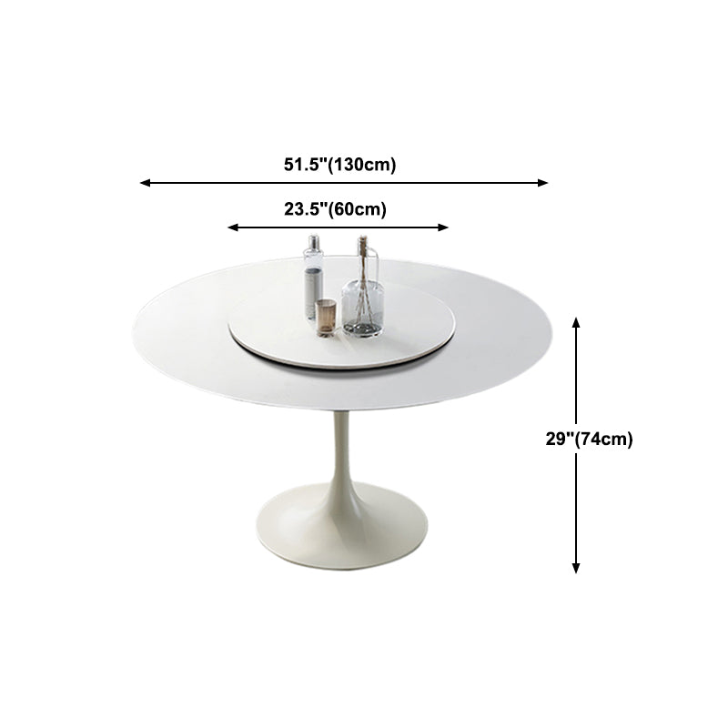 Round Dining Table Tulip Base Dining Table in White for Dining Room