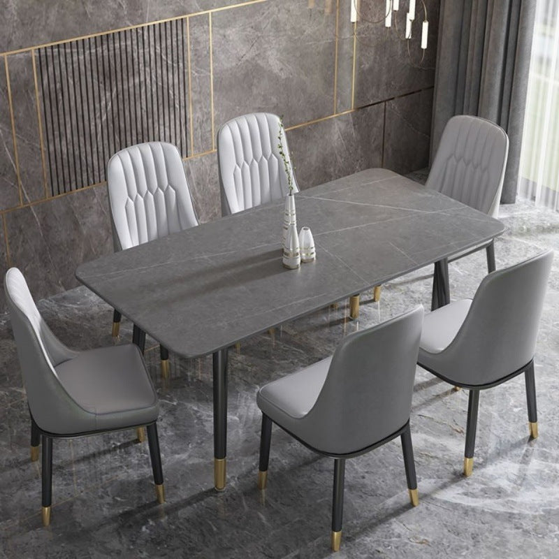 Rectangular Sintered Stone Dining Table Luxury Furniture with 4 Legs in Matte Finish Home