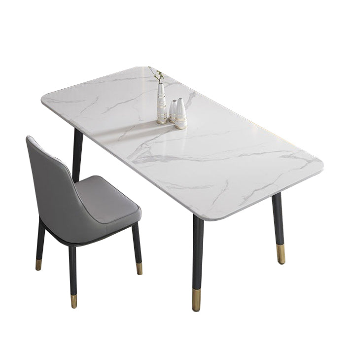 Rectangular Sintered Stone Dining Table Luxury Furniture with 4 Legs in Matte Finish Home