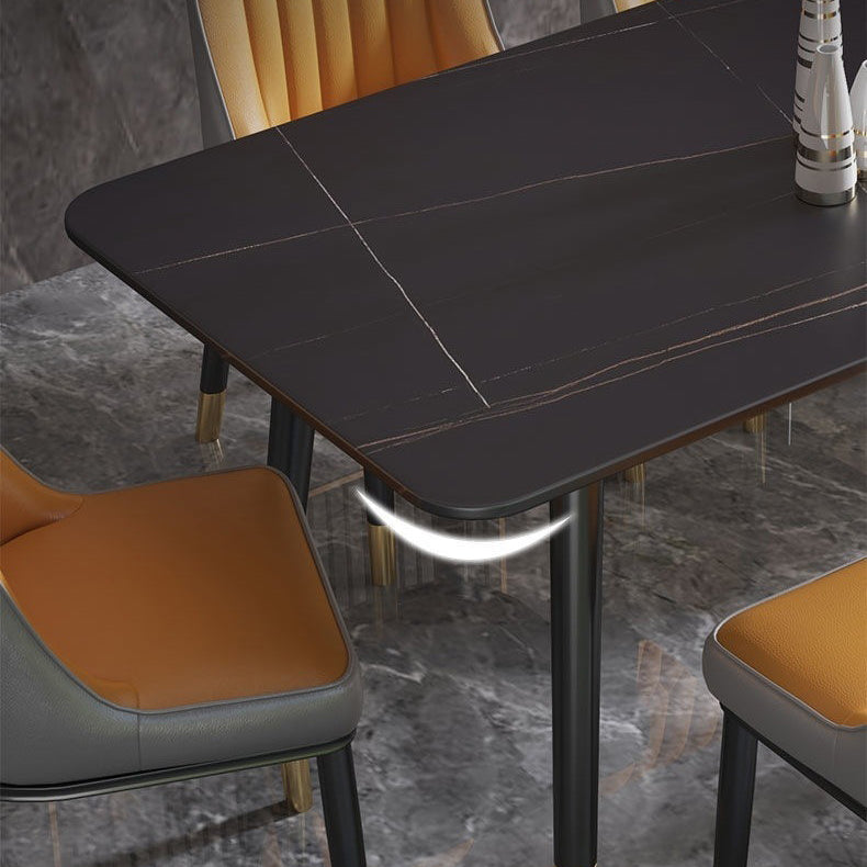 Rectangular Sintered Stone Dining Table Luxury Furniture with 4 Legs in Matte Finish Home