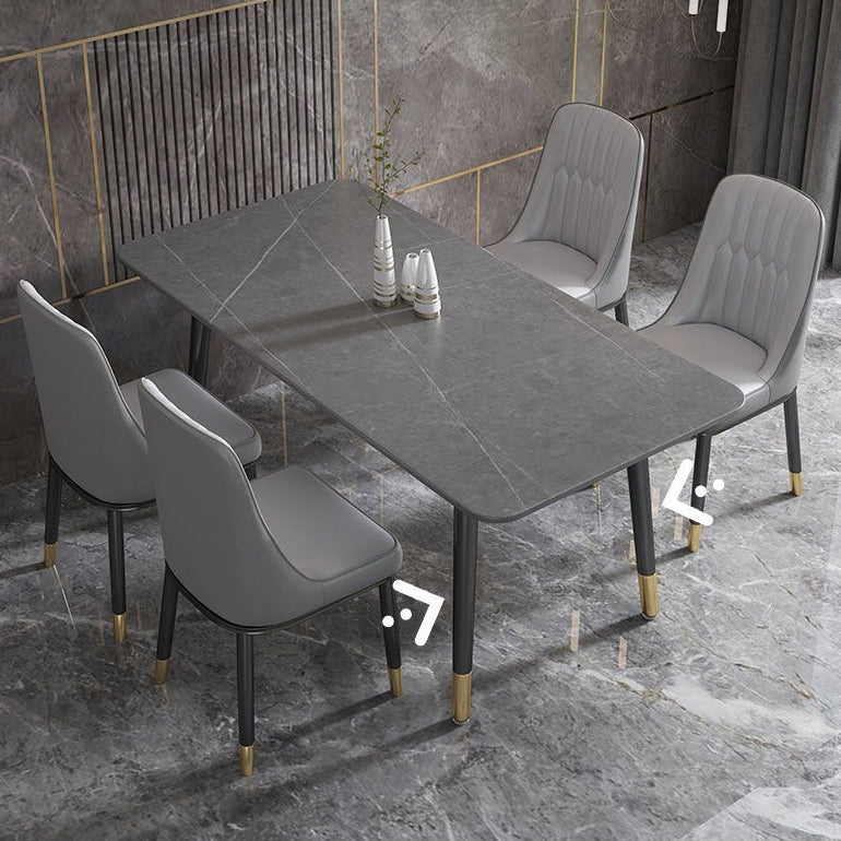 Rectangular Sintered Stone Dining Table Luxury Furniture with 4 Legs in Matte Finish Home