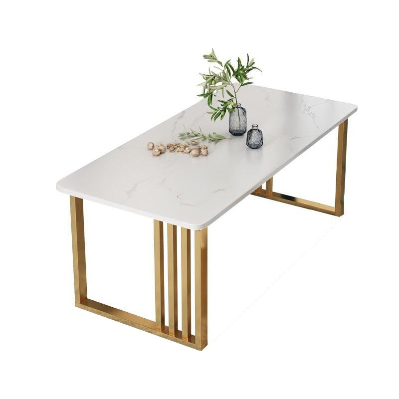 Rectangle Dining Table Stone Dining Table with Double Pedestal