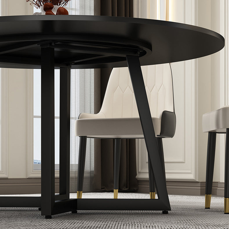 Round Sintered Stone Dining Table Modern Furniture with Double Pedestal for Home