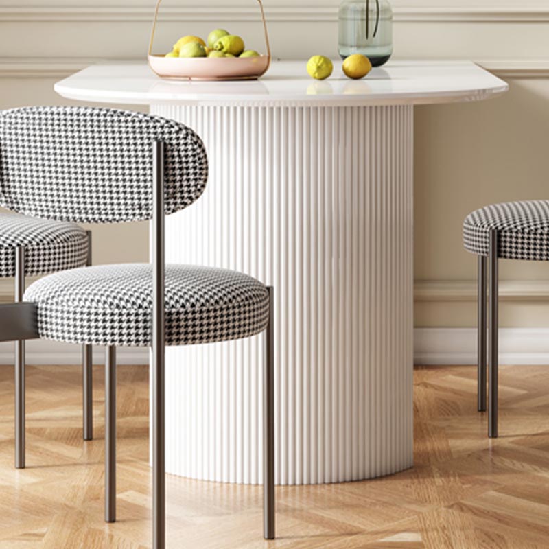 Stone Top Dining Table Modern Double Pedestal Table in White