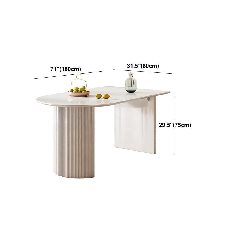 Stone Top Dining Table Modern Double Pedestal Table in White