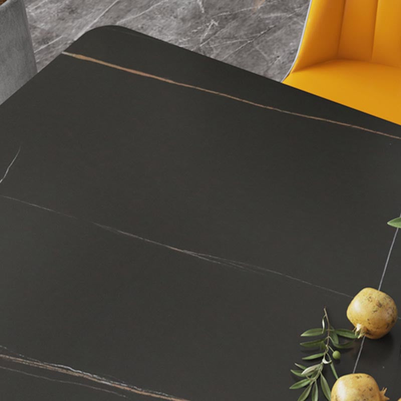 Industrial Stone Dining Table Rectangle Dining Table with 4 Legs