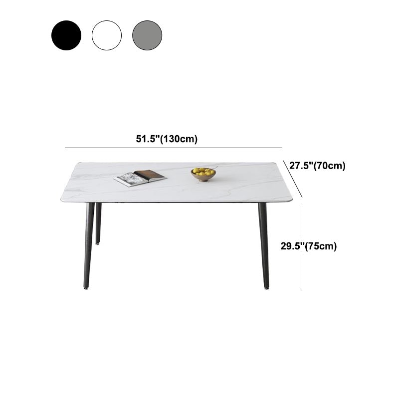 Industrial Stone Dining Table Rectangle Dining Table with 4 Legs