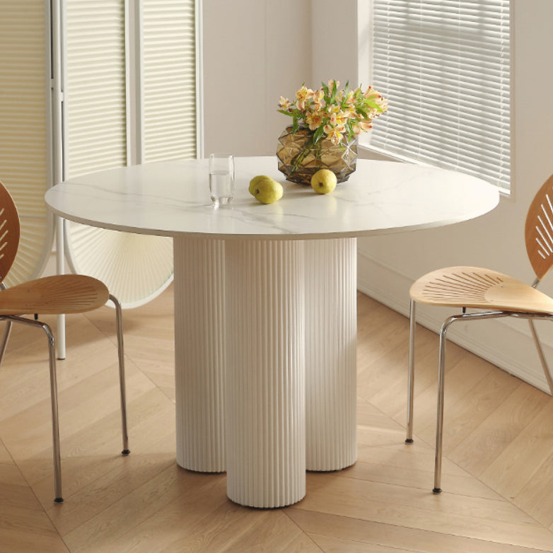 Round Dining Table Modern Furniture with Solid Wood Base for Home