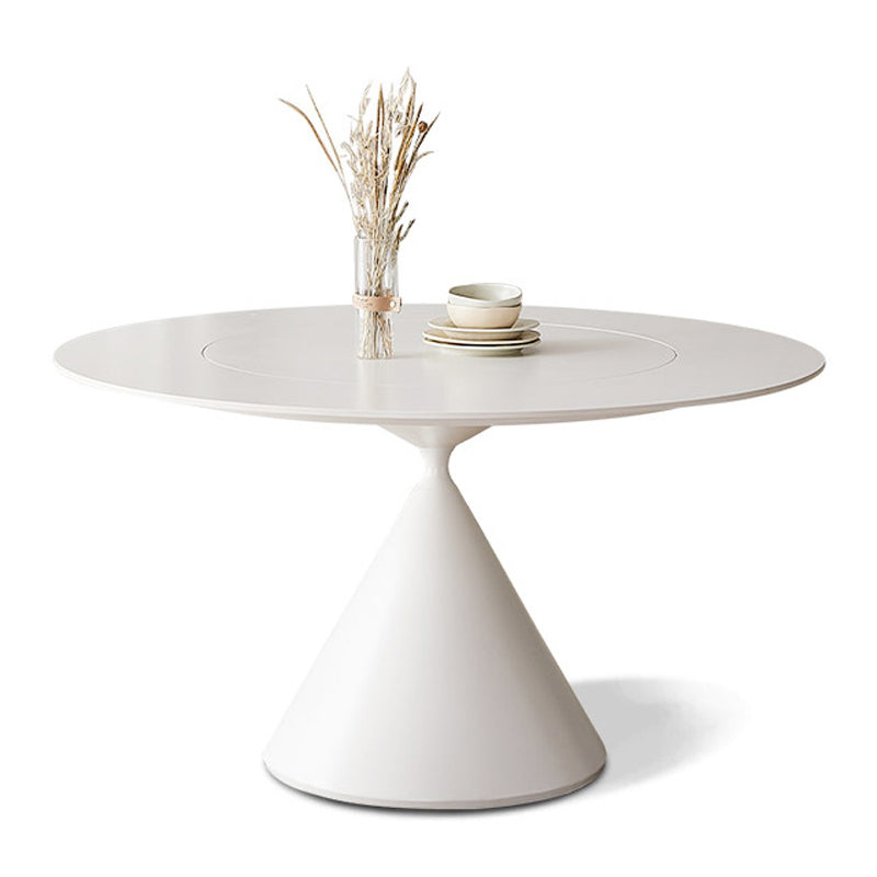 Round Sintered Stone Dining Table Modern Dining Table with Steel Pedestal Base for Home