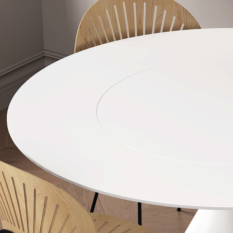 Round Sintered Stone Dining Table Modern Dining Table with Steel Pedestal Base for Home