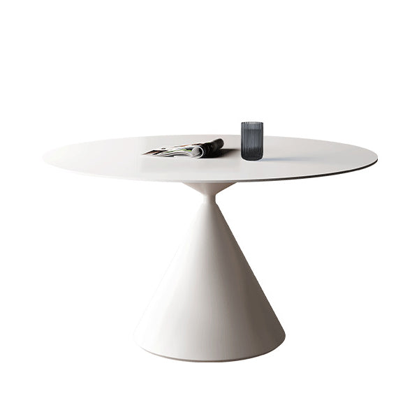 Round Sintered Stone Dining Table Modern Dining Table with Steel Pedestal Base for Home