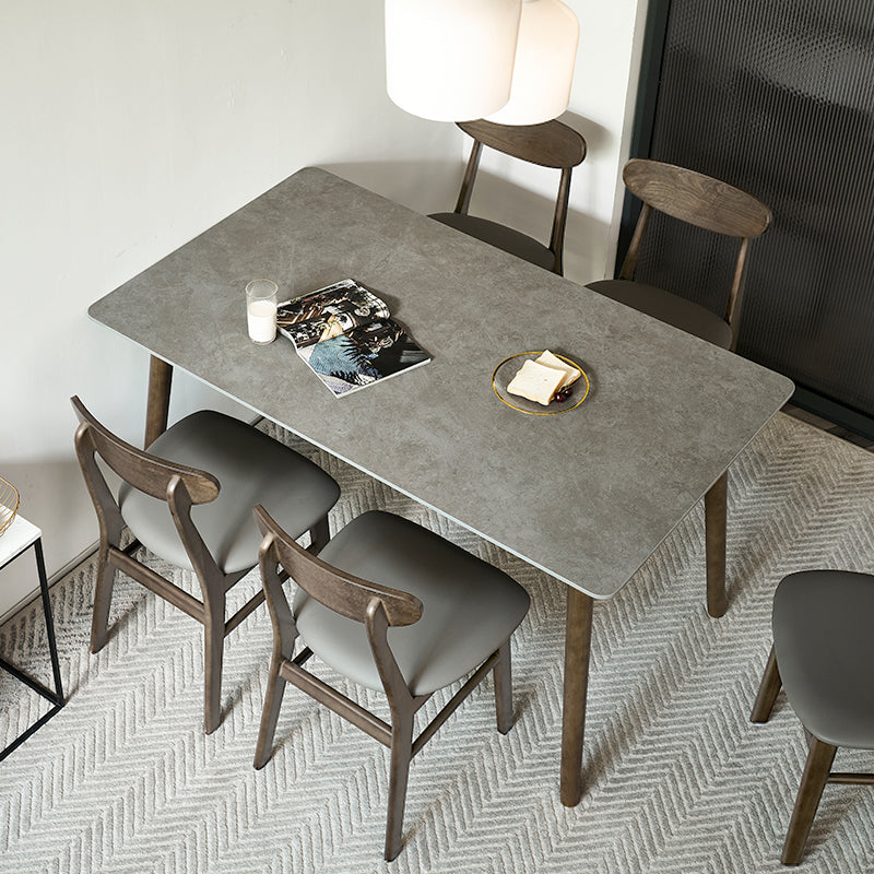 Mid-Century Rectangle Dining Table Solid Wood Base Dining Table for Dining