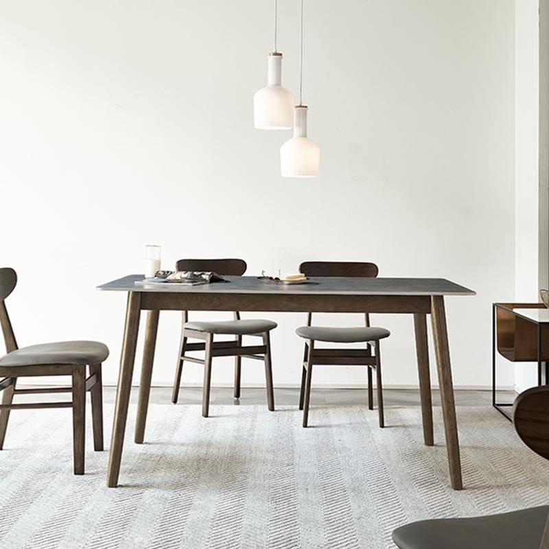 Mid-Century Rectangle Dining Table Solid Wood Base Dining Table for Dining