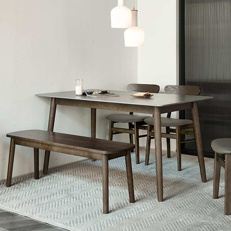 Mid-Century Rectangle Dining Table Solid Wood Base Dining Table for Dining