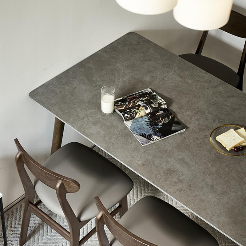 Mid-Century Rectangle Dining Table Solid Wood Base Dining Table for Dining