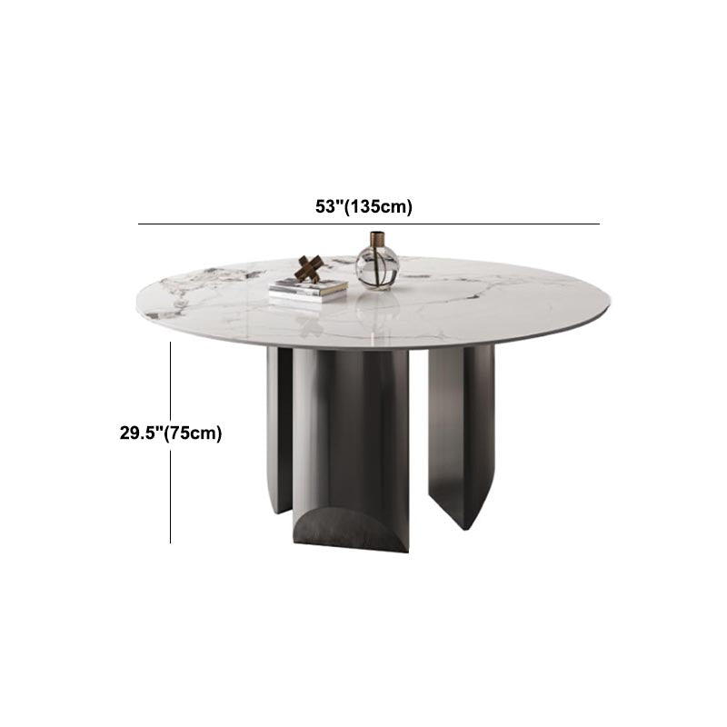 Round Dining Table Contemporary Dining Table with Stainless Steel Pedestal Base