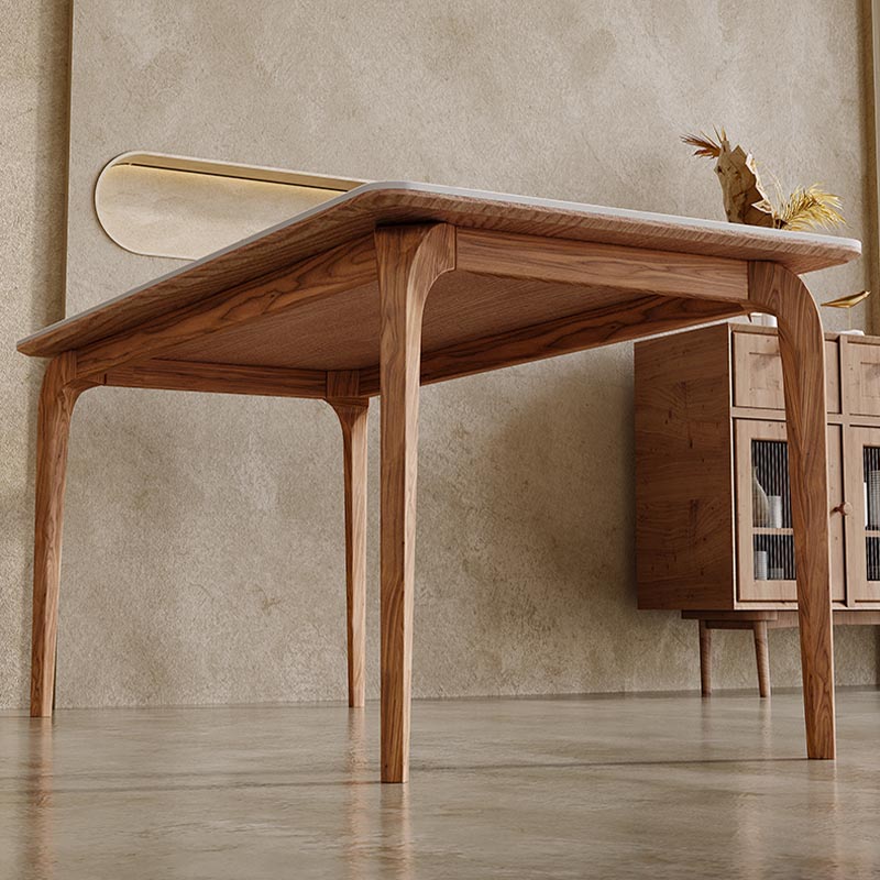 Rectangle Dining Table Solid Wood Base Dining Table for Kitchen