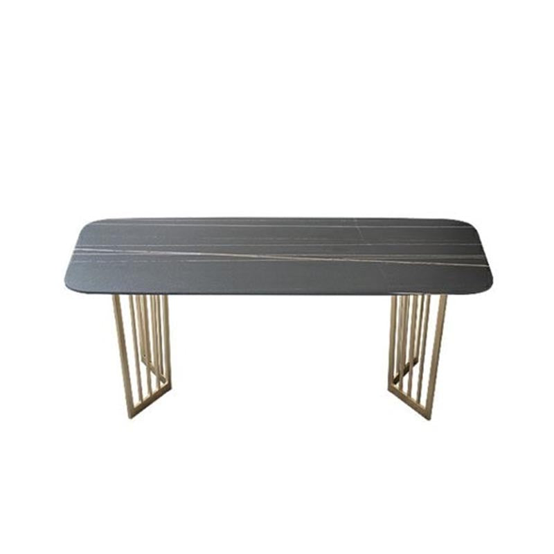 Rectangle Dining Table Double Pedestal Dining Table with Stone Top