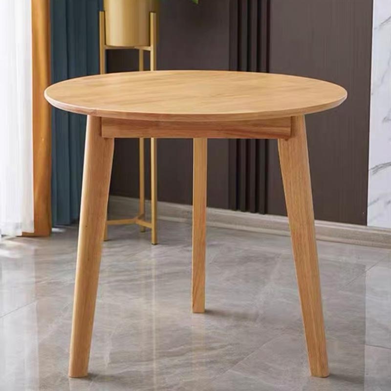 Rubberwood Solid Wood Dining Table Round Dining Table in Walnut and Natural