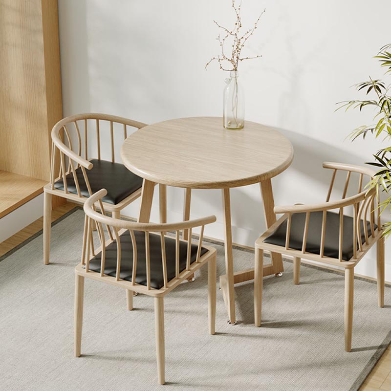 Round Wood Dining Table Sled Base Dining Table in Natural and Walnut