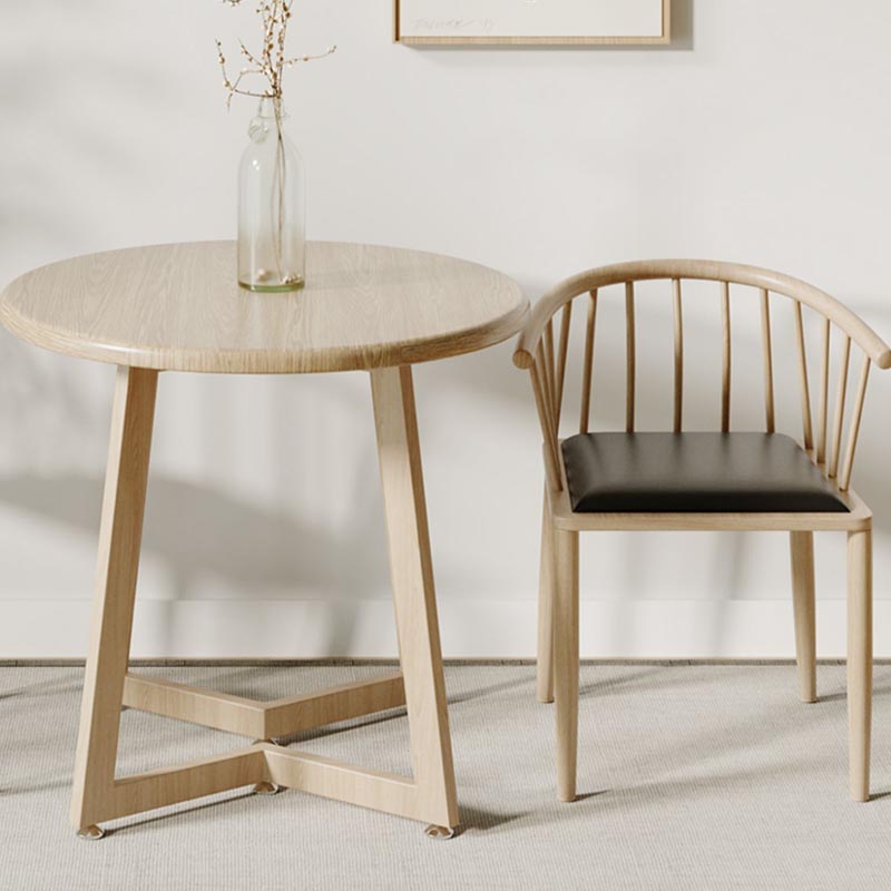 Round Wood Dining Table Sled Base Dining Table in Natural and Walnut