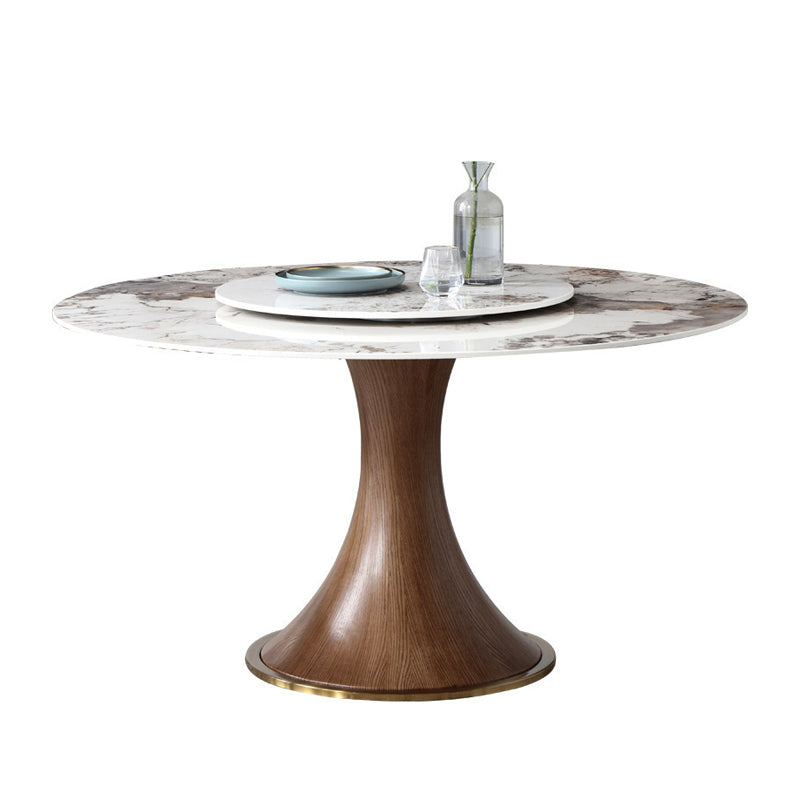Round Sintered Stone Dining Table Modern Furniture with Pedestal Base for Indoor