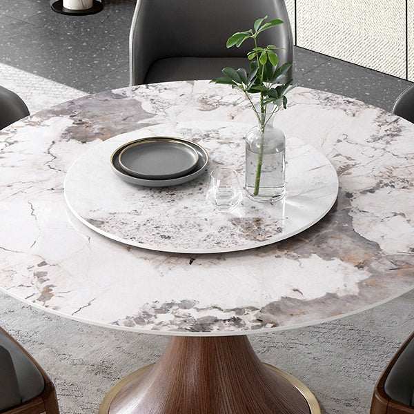 Round Sintered Stone Dining Table Modern Furniture with Pedestal Base for Indoor