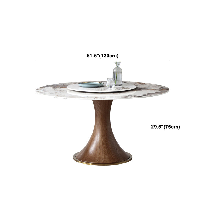Round Sintered Stone Dining Table Modern Furniture with Pedestal Base for Indoor