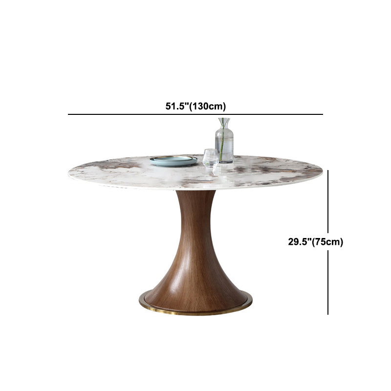 Round Sintered Stone Dining Table Modern Furniture with Pedestal Base for Indoor