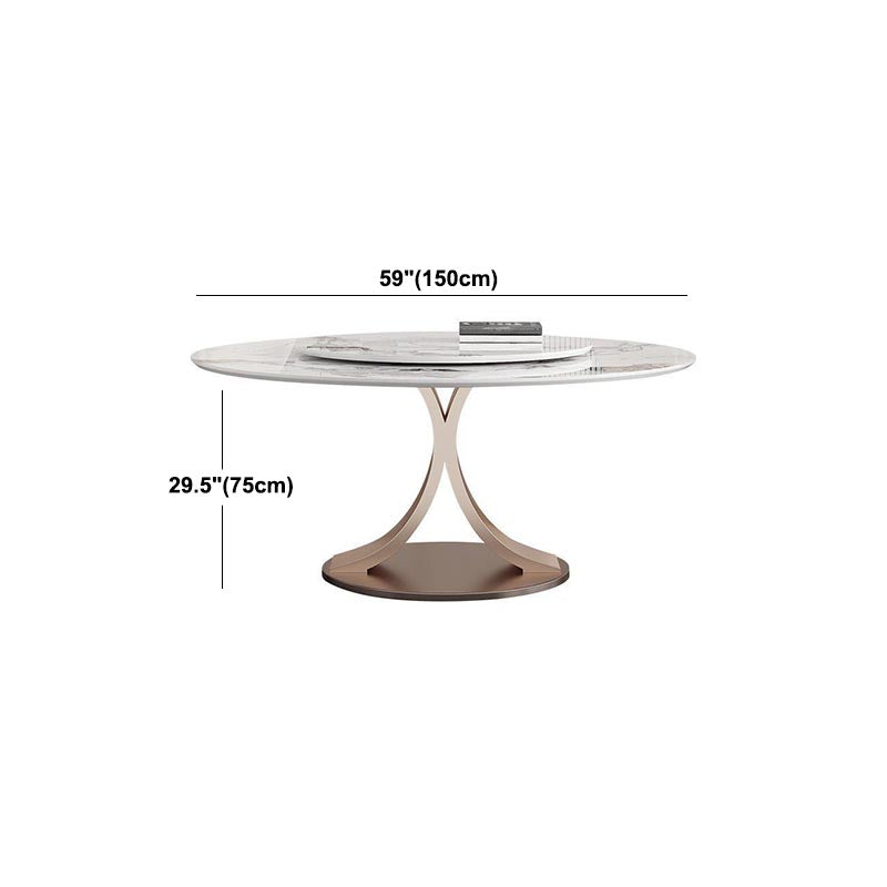 Round Sintered Stone Dining Table Modern Furniture with Pedestal Steel Base
