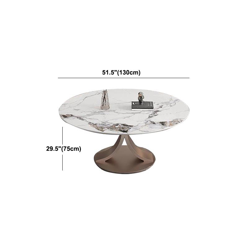 Round Sintered Stone Dining Table Modern Furniture with Pedestal Steel Base