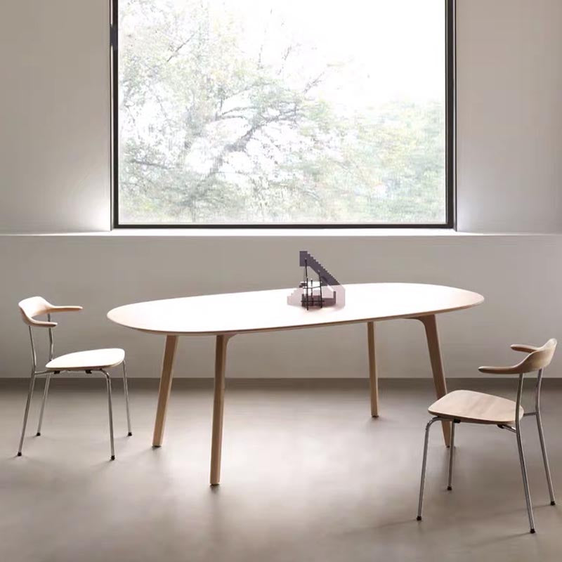 Oval Solid Wood Dining Table Modern Furniture with 4 Legs for Apartment