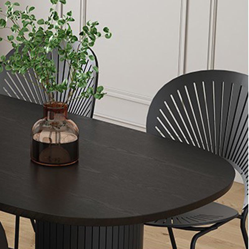 Oval Solid Wood Dining Table Modern White-black Furniture with Double Pedestal for Office