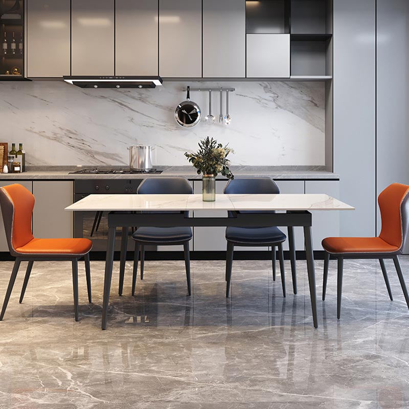Rectangular Sintered Stone Dining Table Modern Extendable Table with 4 Legs