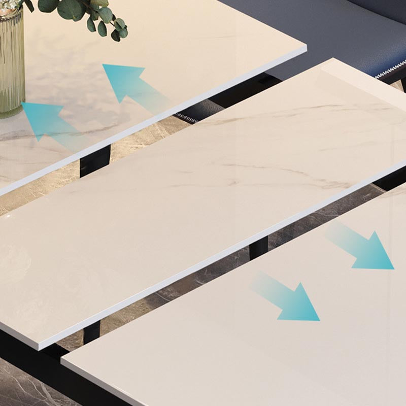 Rectangular Sintered Stone Dining Table Modern Extendable Table with 4 Legs