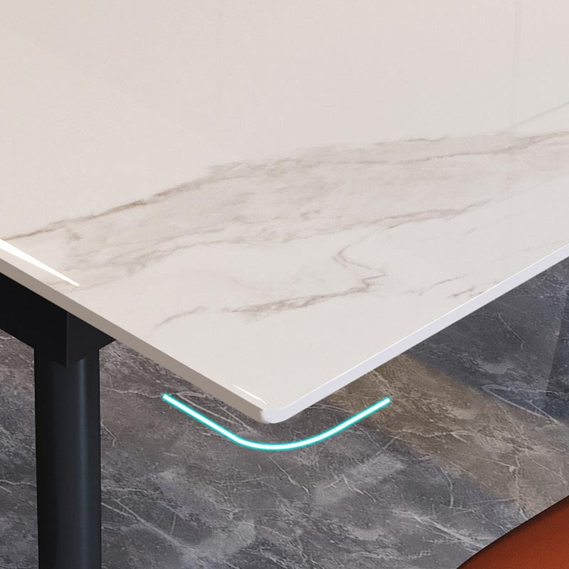 Rectangular Sintered Stone Dining Table Modern Extendable Table with 4 Legs
