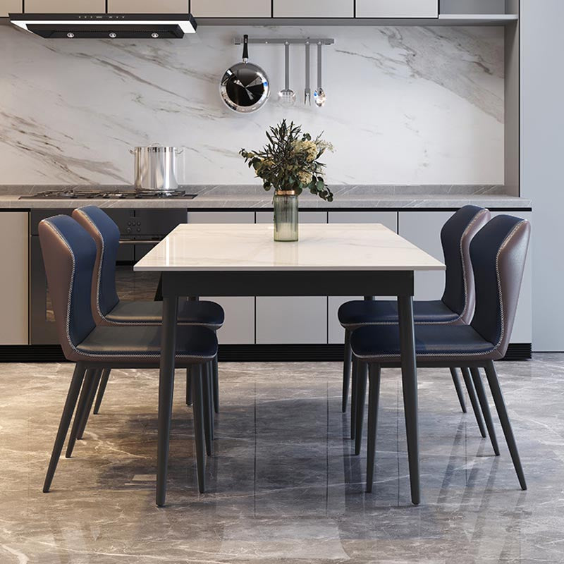 Rectangular Sintered Stone Dining Table Modern Extendable Table with 4 Legs