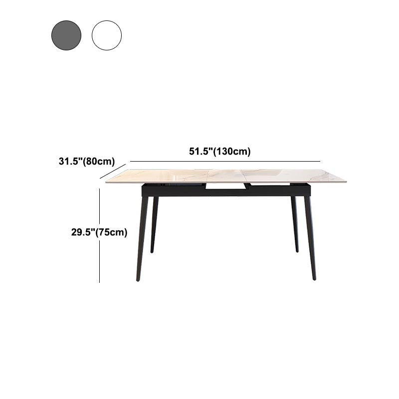 Rectangular Sintered Stone Dining Table Modern Extendable Table with 4 Legs