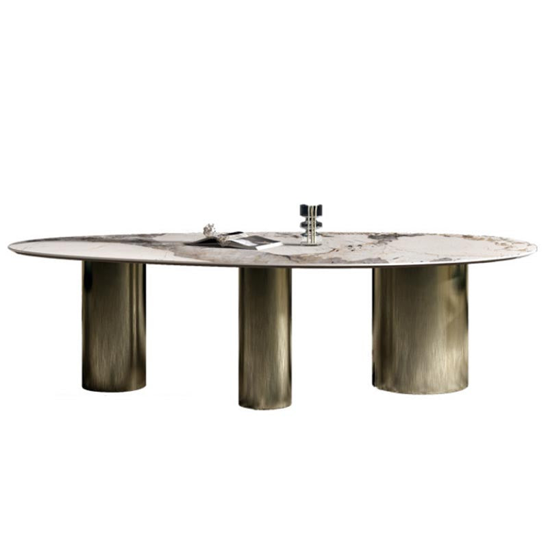 Oval Sintered Stone Dining Table Modern Furniture With Tripod Base for Office