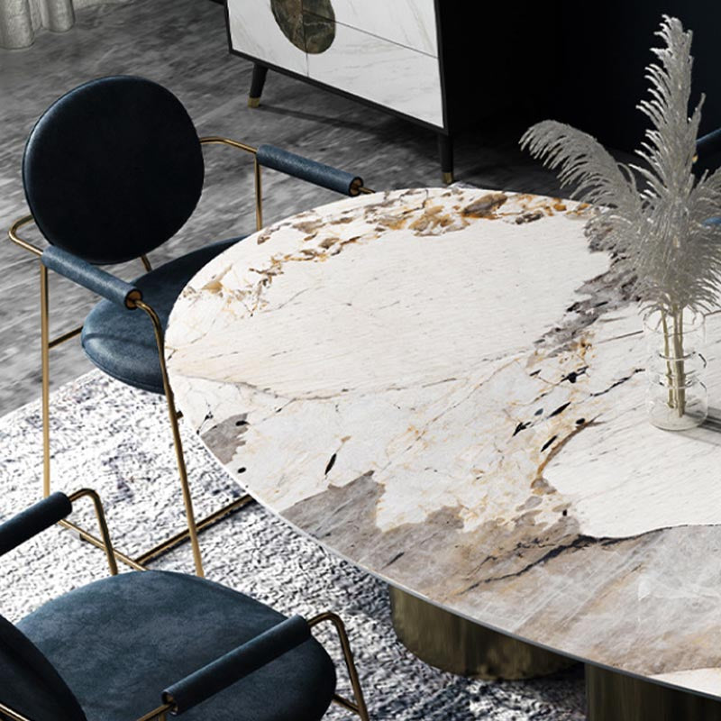 Oval Sintered Stone Dining Table Modern Furniture With Tripod Base for Office