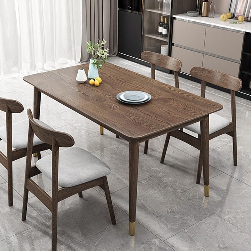 Rectangular Solid Wood Dining Table Modern Natural-brown Furniture with 4 Legs for Home