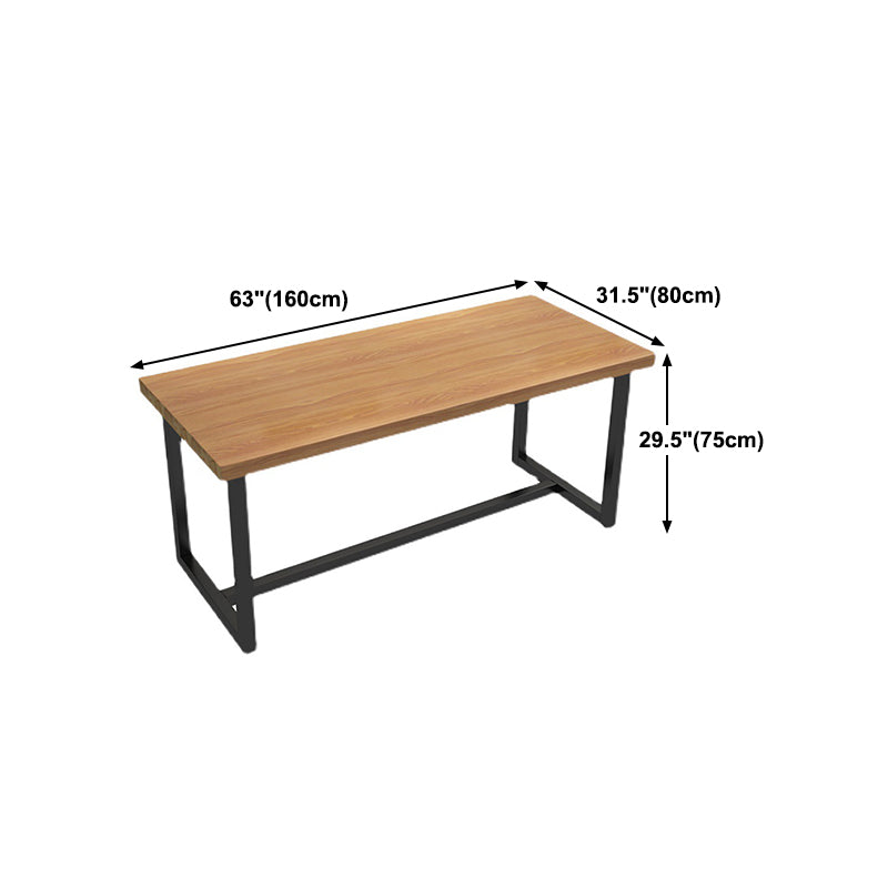 Industrial Pine Solid Wood Table Rectangle Dining Table with Trestle Base