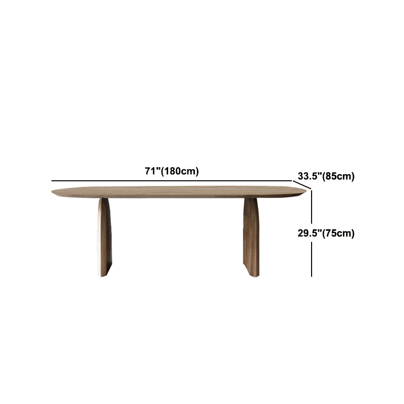 Oval Solid Wood Dining Table Modern Natural Furniture with Double Pedestal for Kitchen