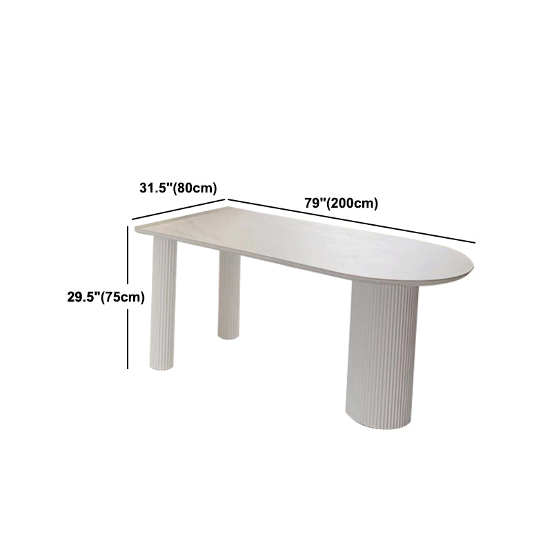 Oval Sintered Stone Dining Table Modern White-black Furniture with Double Pedestal Base
