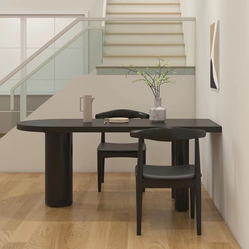 Freeform Solid Wood Dining Table Modern Furniture with Tripod Base in Matte Finish