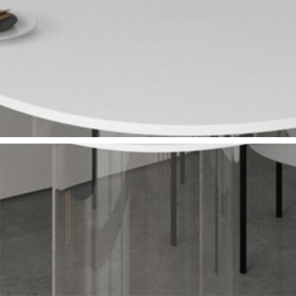 Oval Sintered Stone Dining Table Modern Furniture with Clear Acrylic Double Pedestal