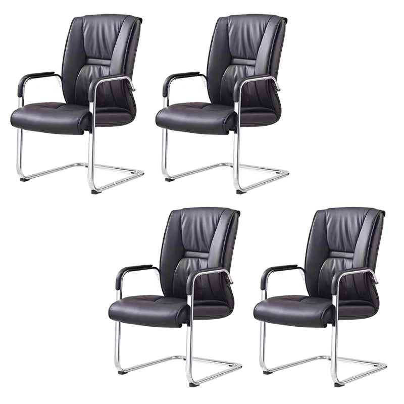 Padded Arms Leather Office Chair Upholstered Back Desk Chair