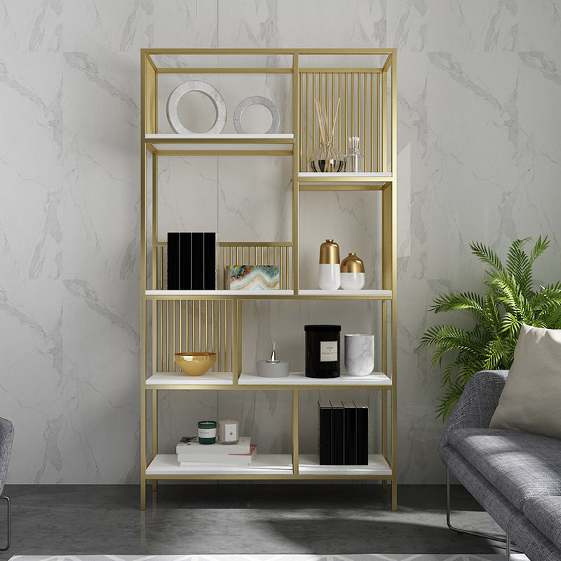 Modern Metel Bookcase Gold Etagere Bookshelf for Living Room 70.9" H X 11.8" W