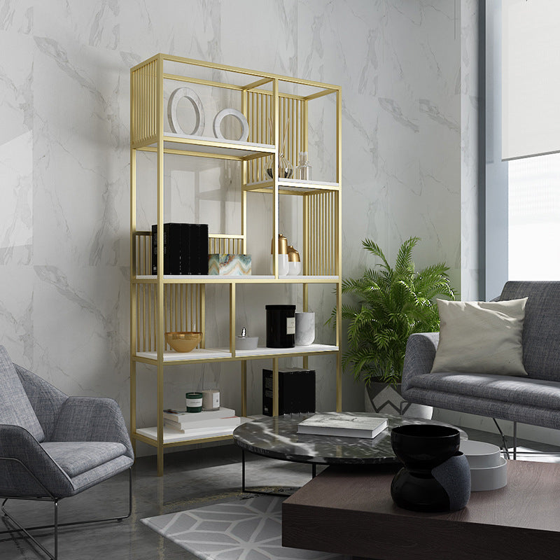 Modern Metel Bookcase Gold Etagere Bookshelf for Living Room 70.9" H X 11.8" W