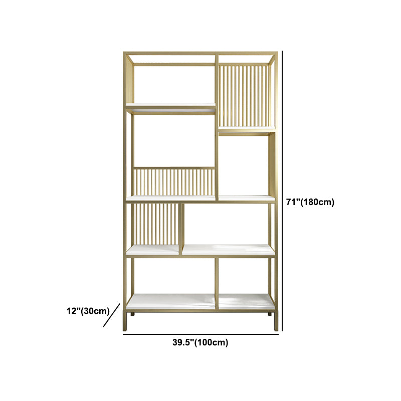 Modern Metel Bookcase Gold Etagere Bookshelf for Living Room 70.9" H X 11.8" W
